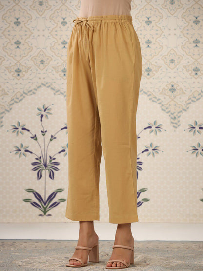 Dhiyona OD  Red & Beige Printed V Neck Pure Cotton Kurta With Palazzos