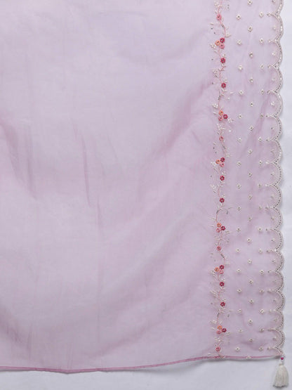 Dhiyona IE Floral Embroidered Regular Thread Work Kurta With Trousers & Dupatta