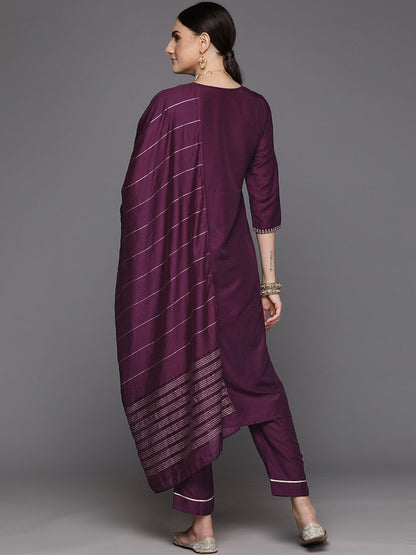 Women Yoke Design Empire Sequinned Kurta with Trousers & Dupatta