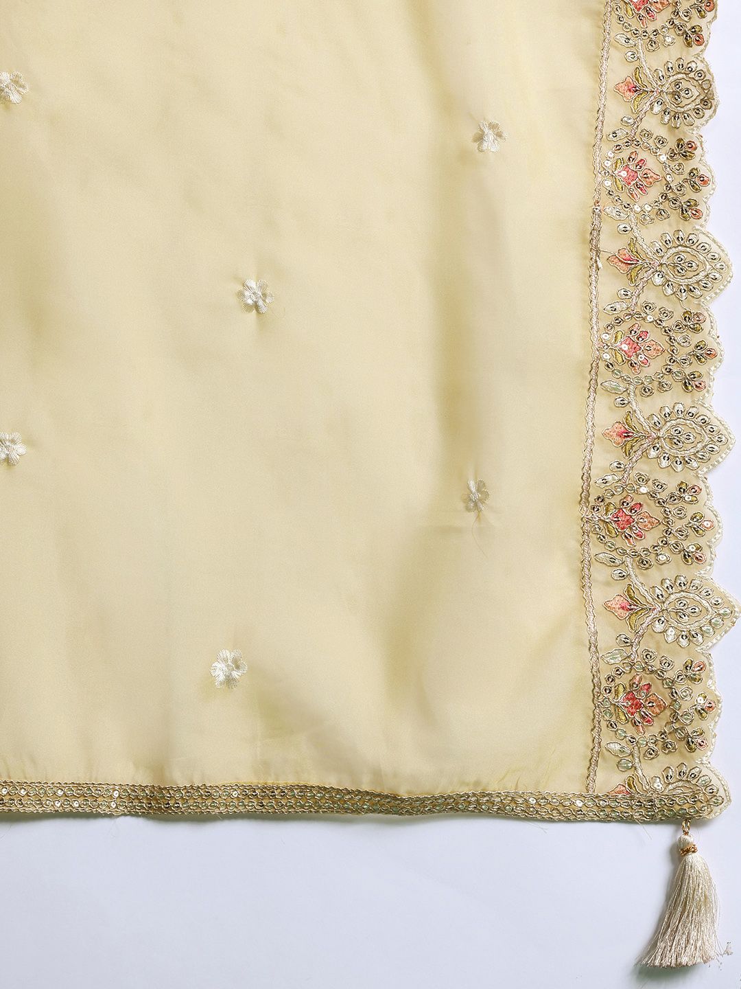 Ethnic Motifs Embroidered Panelled Sequinned Kurta With Trousers & Dupatta