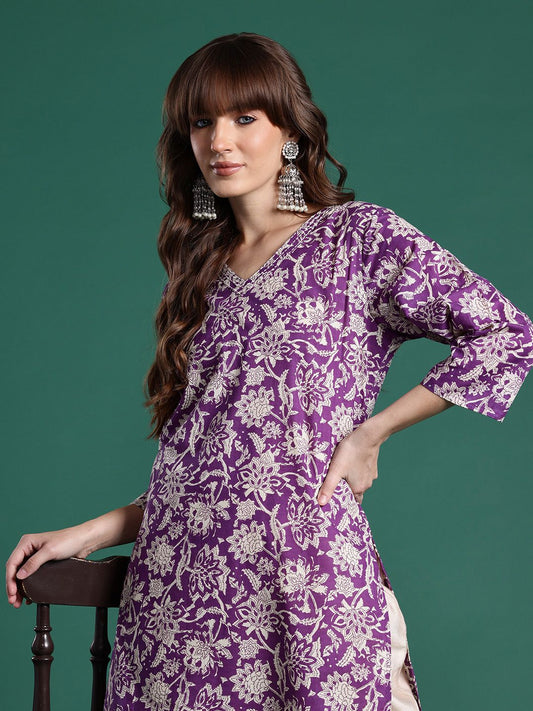 Dhiyona IE Floral Printed Pure Cotton Kurta