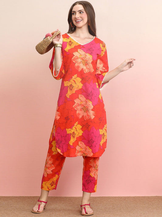Dhiyona IE Printed Pure Cotton Tunic With Trousers Co-Ords