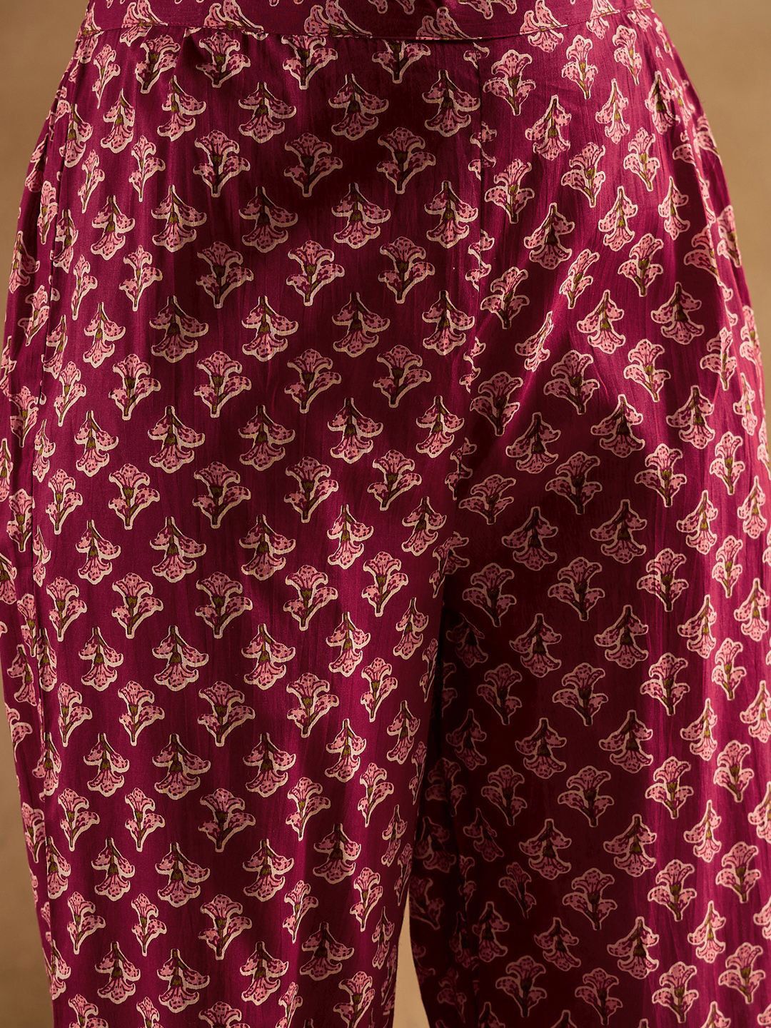 Floral Printed Angrakha Pure Cotton A-Line Kurta With Trouser & Dupatta