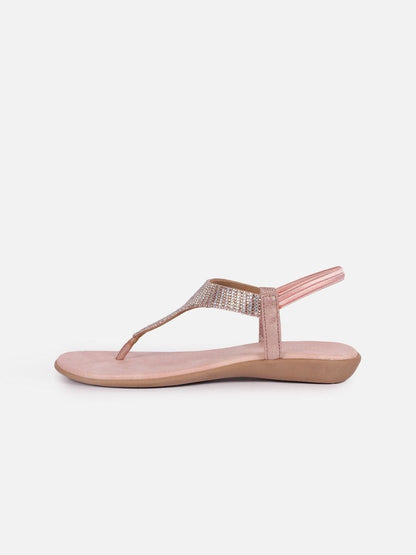 Dhiyona AK Rose Gold-Toned Embellished Open Toe Flats