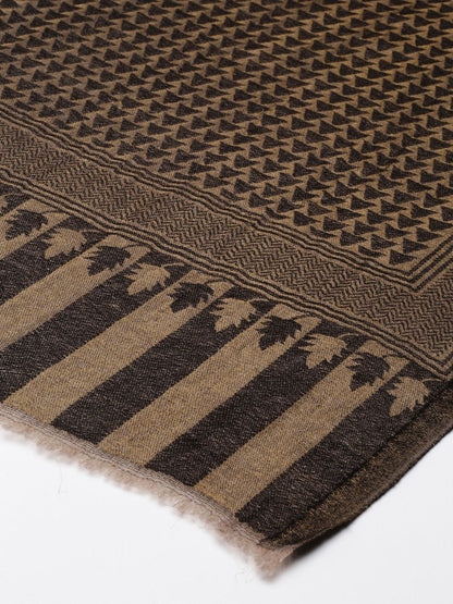 Dhiyona PA Women Black & Beige Colored Woven Design Fine Cashmere Woolen Shawl