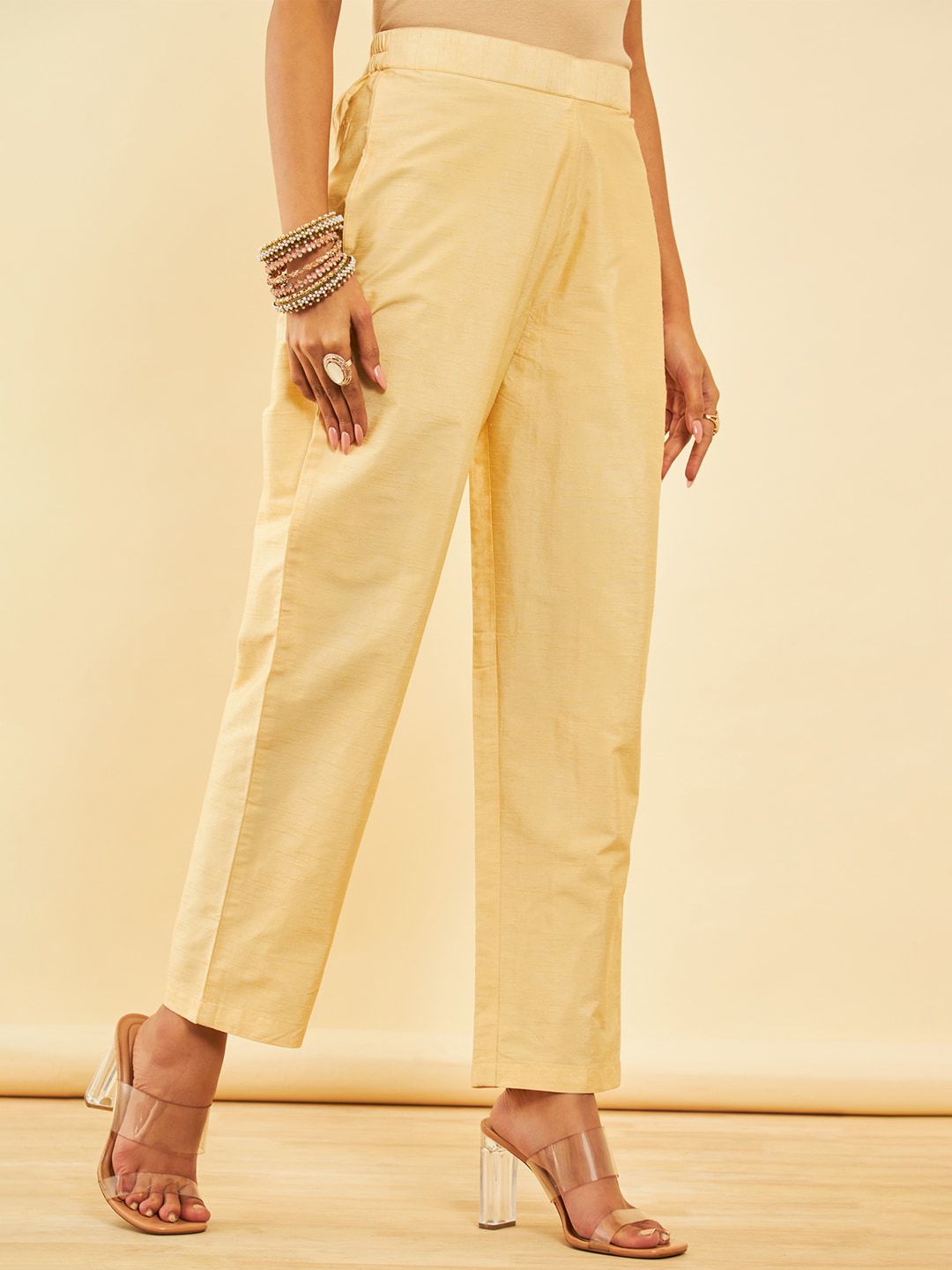 Dhiyona SO Women's Floral Printed Regular Zardozi Chanderi Silk Kurta with Trousers & Dupatta