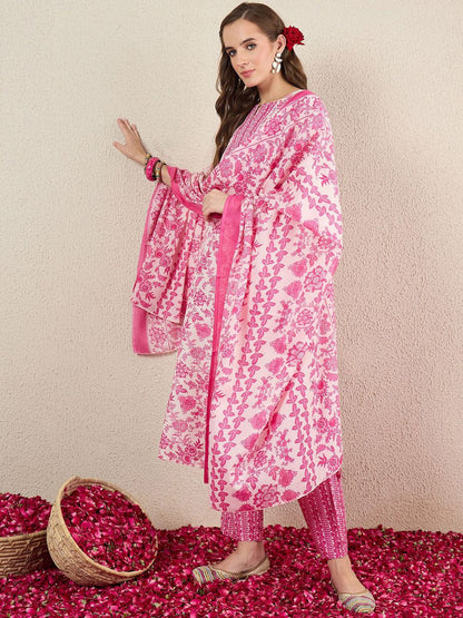 Dhiyona IE Women Floral Printed Kurta with Trousers & Dupatta
