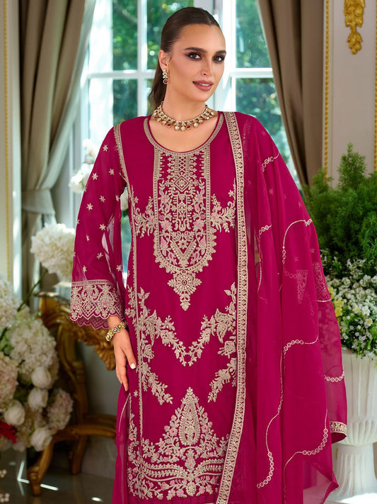 Dhiyona IE Women's Ethnic Motifs Embroidered Zari Kurta with Trousers & Dupatta