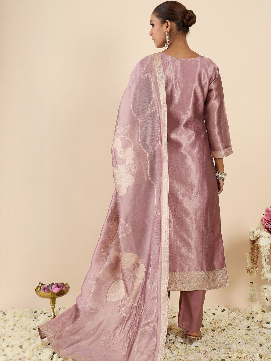 Women Ethnic Motifs Regular Kurta with Trousers & With Dupatta