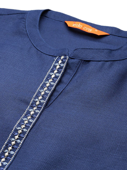 Ethnic Motifs Yoke Design Zari Kurta with Trousers & With Dupatta