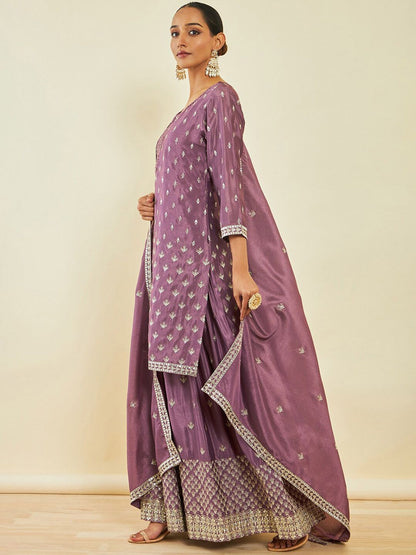 Dhiyona SO Women's Ethnic Motifs Embroidered Sequinned Kurta with Palazzos & Dupatta