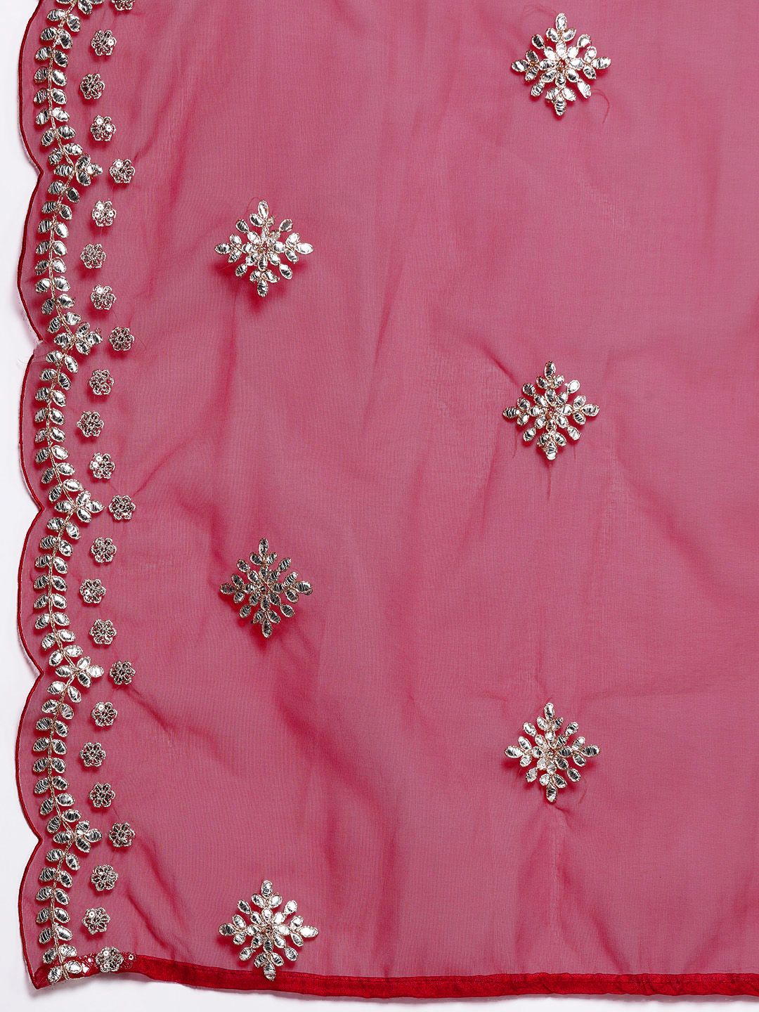 Plus Size Ethnic Motifs Embroidered Gotta Patti Kurta with Trousers & Dupatta