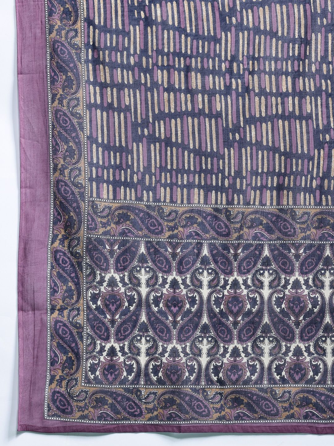 Paisley Printed Thread Work Pure Cotton Kurta With Trousers & Dupatta