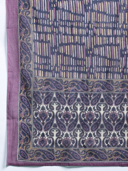 Paisley Printed Thread Work Pure Cotton Kurta With Trousers & Dupatta