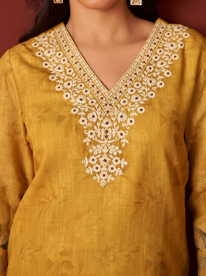 Women Floral Embroidered Cotton Kurta with Trousers & Dupatta