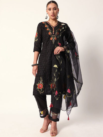 Dhiyona IS Women's Women Printed Regular Pure Cotton Kurta with Trousers & Dupatta