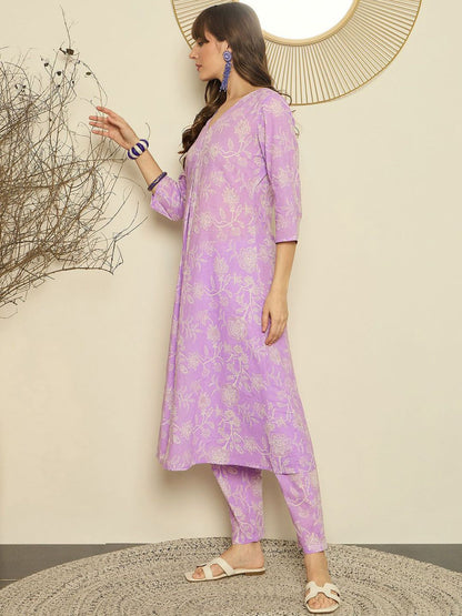 Dhiyona IE Printed A-Line Pure Cotton Tunic With Trousers