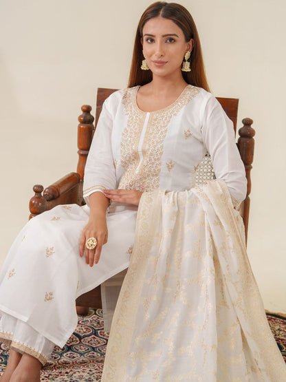 Dhiyona PD Women Ethnic Motifs Woven Design Kurta With Trousers & Dupatta