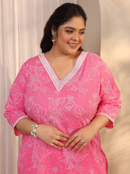 Dhiyona Women's Plus Size Ethnic Motifs Printed Kurta with Trousers & Dupatta