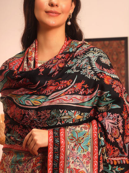 Dhiyona PA Rangkalam Paisley Embroidered Kalamkari Shawl