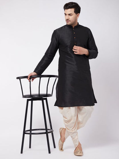 Men's Cream Cotton Cotton Satin  Dhoti