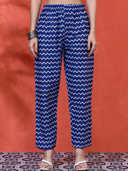 Dhiyona SN Women's Floral Printed Pure Cotton A-Line Kurta & Trousers With Dupatta