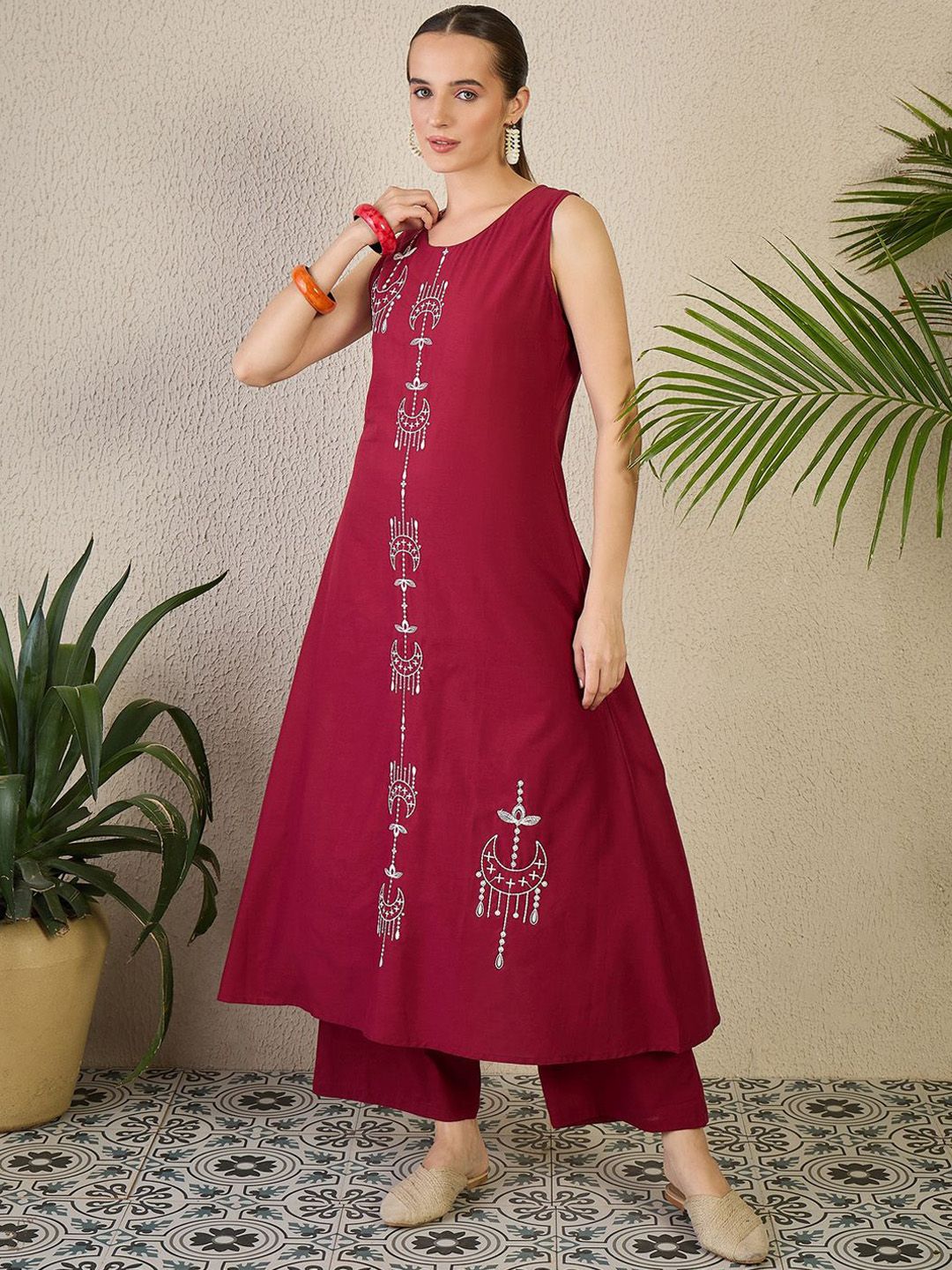 Dhiyona IE Embroidered Pure Cotton Tunic with Palazzos