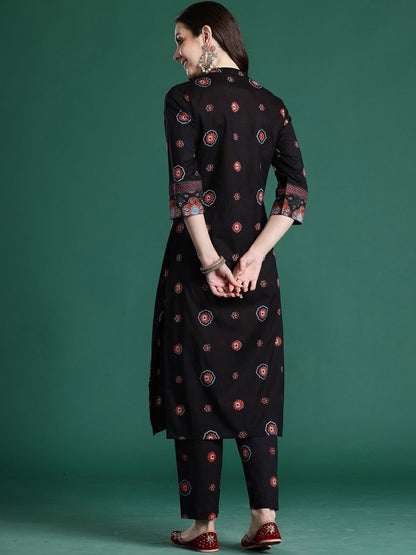 Dhiyona IE Indo era Printed Pure Cotton Top With Trousers Co-Ords