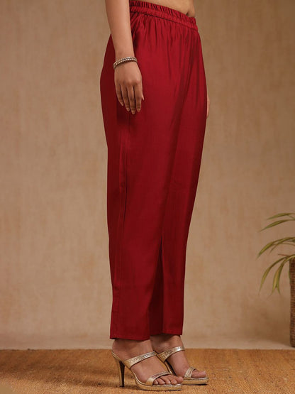 Dhiyona SO Women's Floral Embroidered Sequinned Straight Kurta with Trouser & Dupatta