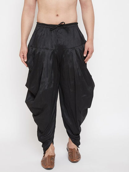 Men's Black Silk Blend Regular Dhoti