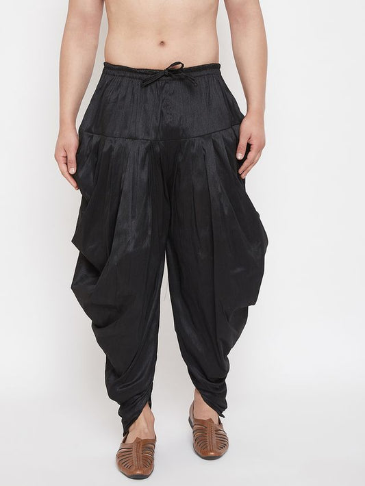 Men's Black Silk Blend Regular Dhoti