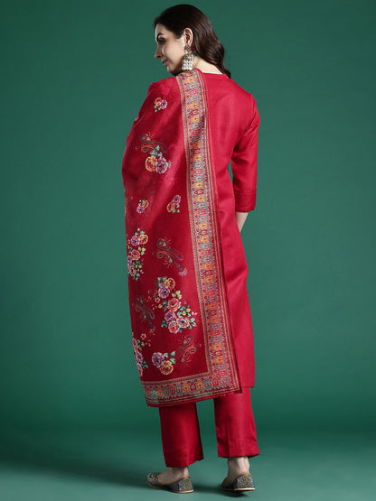 Dhiyona IE Ethnic Motifs Embroidered Regular Kurta with Trousers & Dupatta