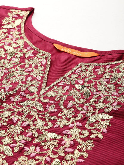 Women Embroidered Straight Kurta Set