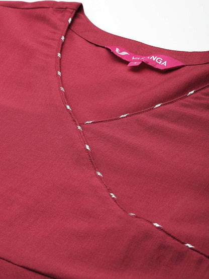 Dhiyona VA Women's Angrakha Kurta with Trousers & With Dupatta