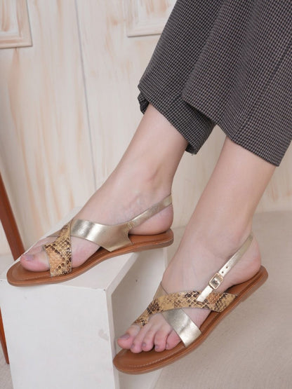 Dhiyona AK Textured Open Toe Flats