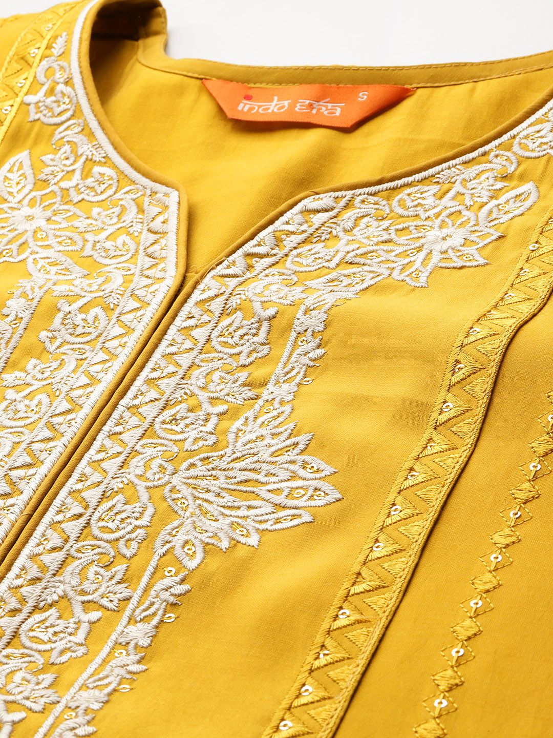 Floral Embroidered Thread Work Kurta With Trousers & Dupatta