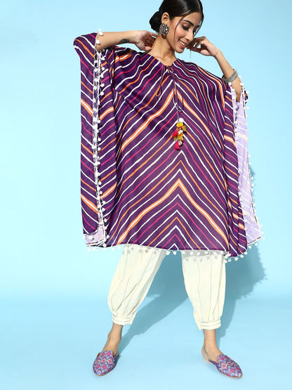 Dhiyona VA Women'sTrendy Purple and White Silk Blend Kurta Set