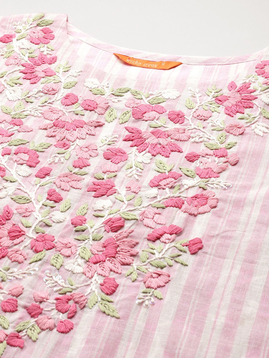 Dhiyona IE Embroidered Thread Work Pure Cotton Kurta With Trousers & Dupatta