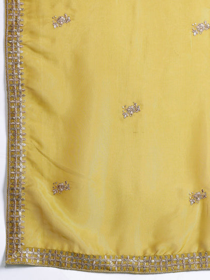 Ethnic Motifs Embroidered Sequinned Kurta with Palazzos & With Dupatta