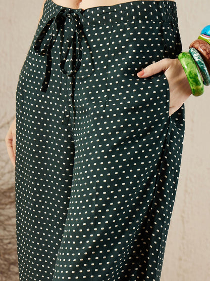 Green Floral Printed Stones & Beads Shirt Collar Straight Kurta with Salwar