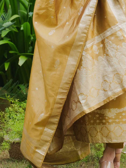 Dhiyona IE Ethnic Motifs Woven Design Straight Kurta With Trousers & Dupatta