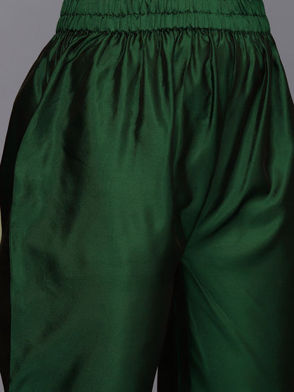 Dhiyona VA Women's Green Ethnic Motifs Yoke Design Kurta with Trousers & With Dupatta