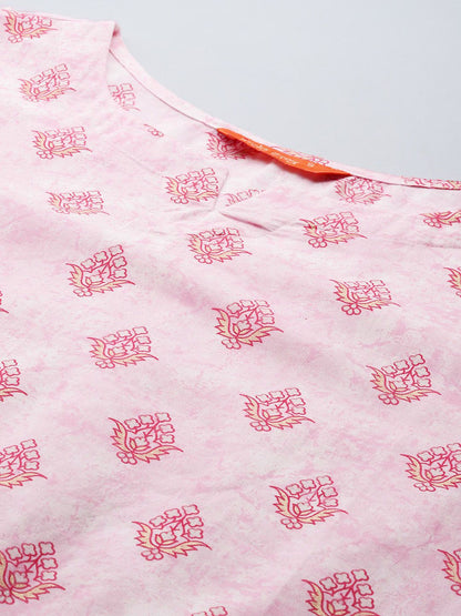 Dhiyona IE Floral Printed Pure Cotton Kurta with Trousers