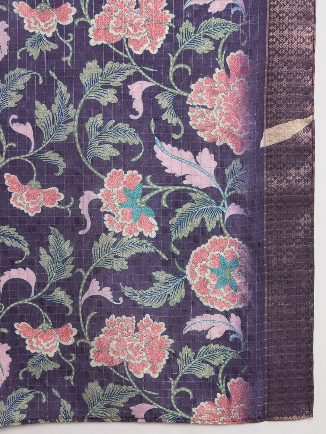 Floral Embroidered Thread Work Straight Kurta With Trousers & Dupatta