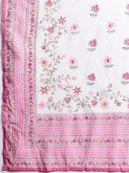 Dhiyona IE Floral Embroidered Sequinned Pure Cotton Kurta With Trousers & Dupatta