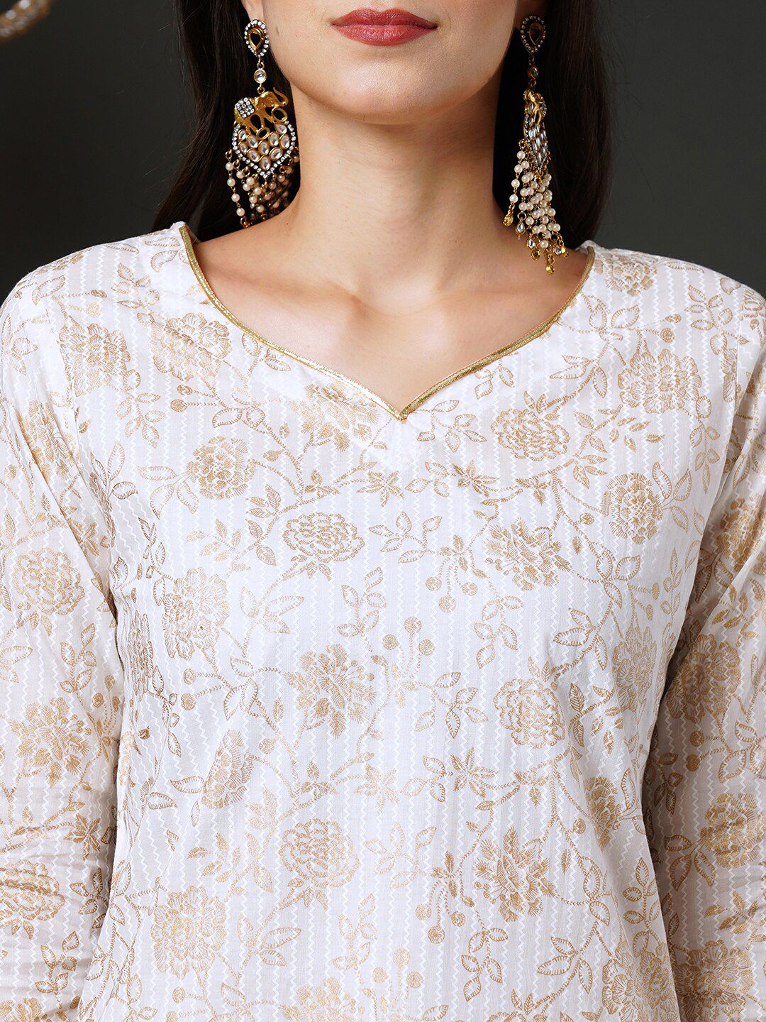 Dhiyona IE Floral Printed Gotta Patti Kurta & Sharara With Dupatta