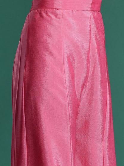 Dhiyona IE Ethnic Motifs Embroidered Panelled Sequinned Kurta With Palazzos & Dupatta
