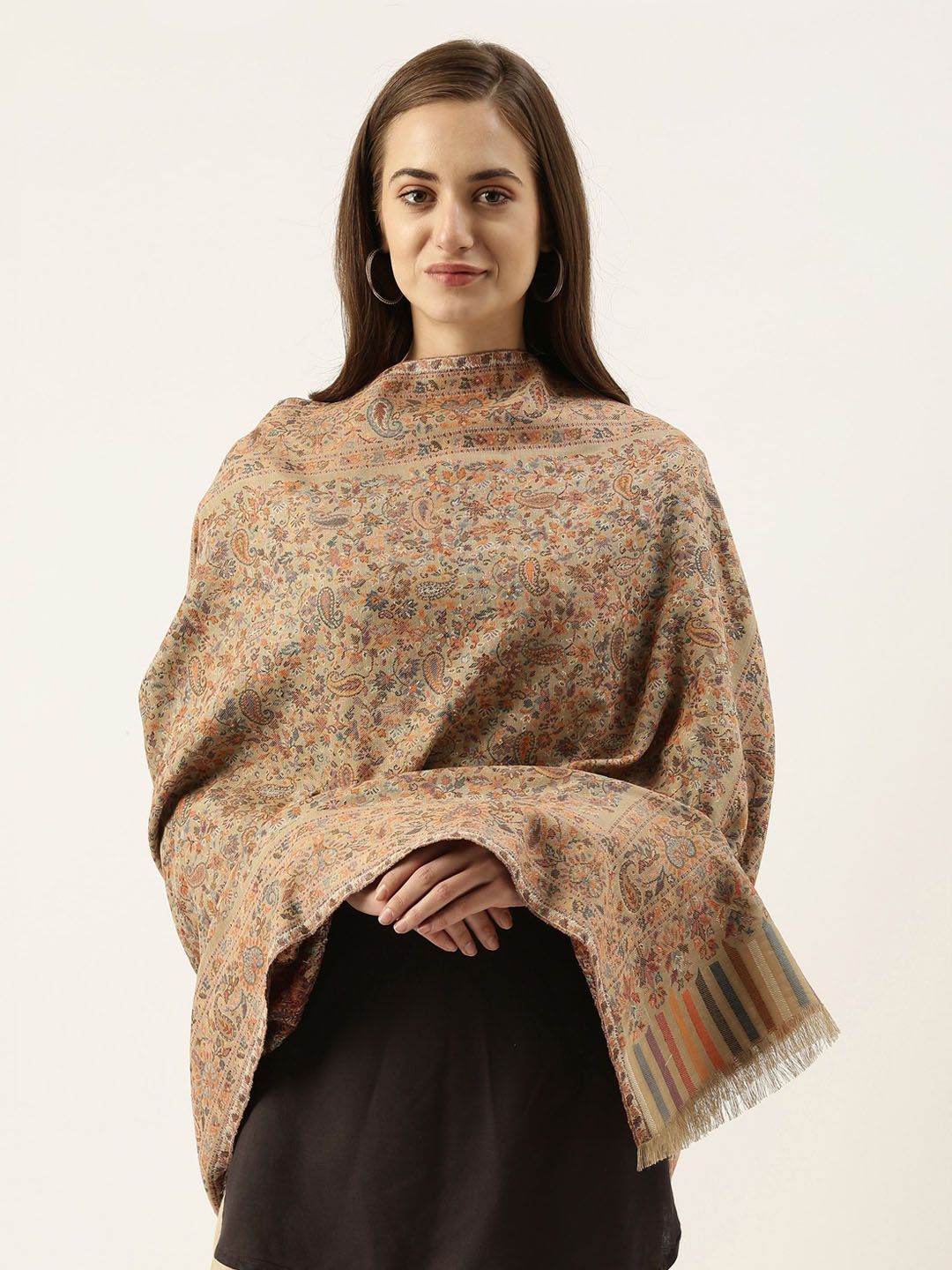 Dhiyona PA Women Beige Kaani Woven Design Shawl