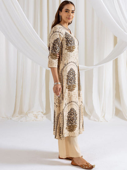 Dhiyona IS Women's Women Ethnic Motifs Printed Regular Kurta with Trousers
