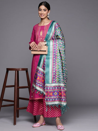 Dhiyona VA Women'sFloral Printed Regular Kurta With Palazzos & Dupatta